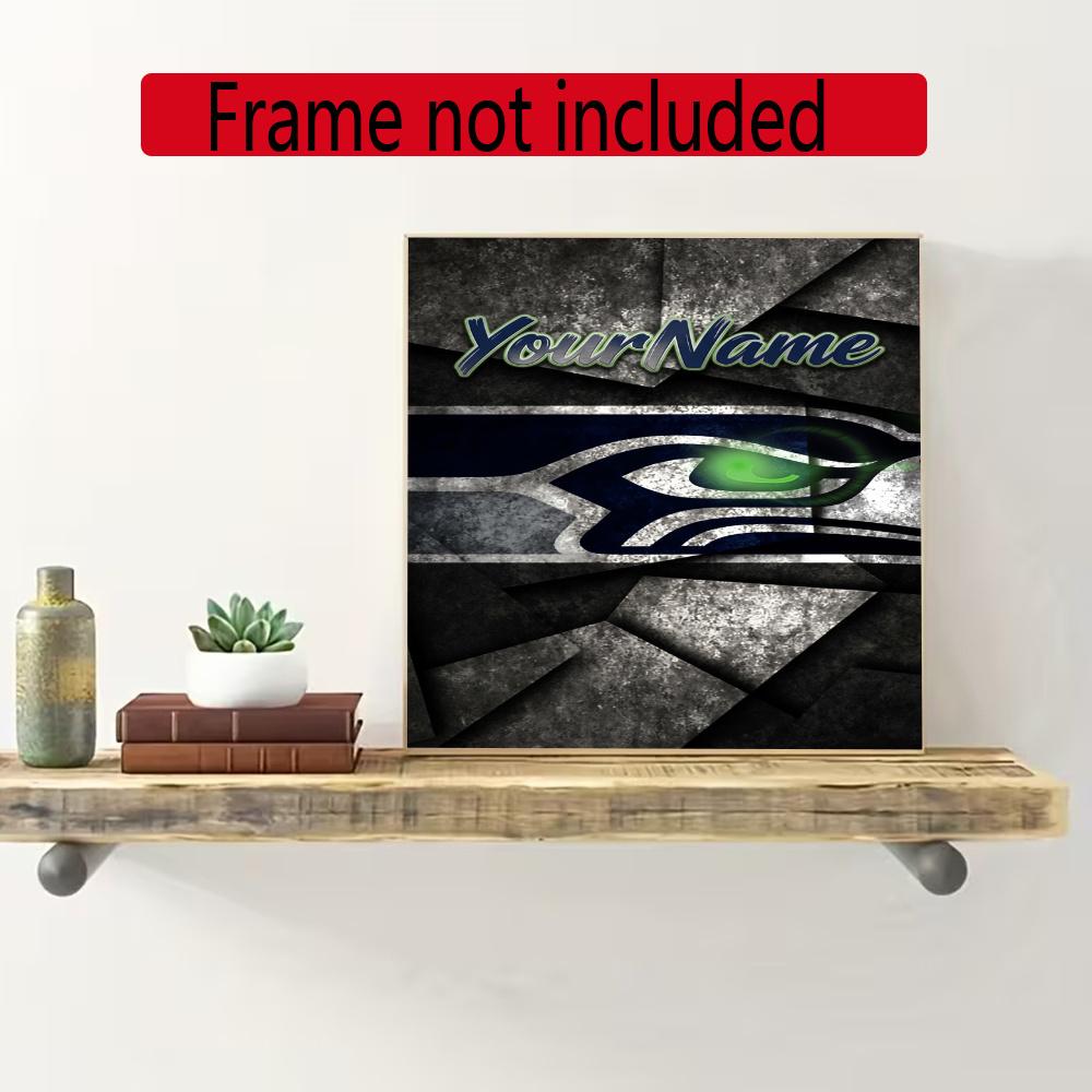 Seattle Seahawks Customize Your Name Diamond Painting Round Diamond Rhinestones Mosaic Diamond Embroidery Wall Paintings Rhinestones Gift Frameless