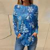 Tee Shirts For Women Casual Round Neck Long Sleeve Shirts Christmas Printing Top Pullover