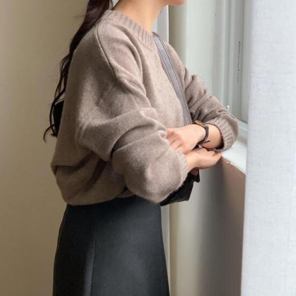 New Arrivals Open Run Women Loose Fit Sweater Brick Color Peach Classic Rib Knit