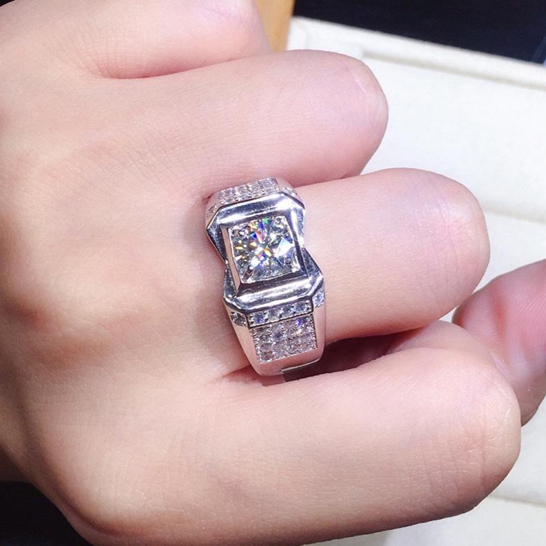 5 Carat Diamond Style Ring Hearts and Arrows PT950 Color Moissanite Open Size Ring for Men and Women 925 Silver Jewelry