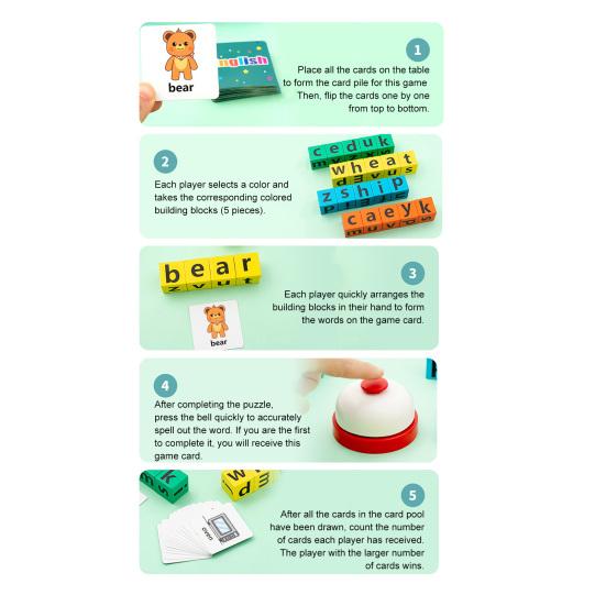 Dice Word Game with 40 Themed Cards 20 Letter Blocks Buzzer Challenge Develops Word Building Multiplayer