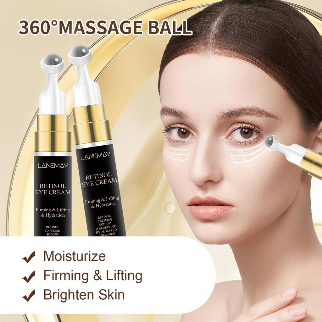 Retinol Eye Cream-Smoothing The Skin Around The Eyes And Reduces Dark Circles-Puffiness Brighten Skin-Suitable For All Skin Types, 15ml