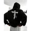 Autunno Inverno Foderato in Pile Davanti Dietro Fede Sopra la Paura Croce Gesù Felpa con Cappuccio Felpa Gotica Oscura Americana Streetwear Coreano Ampia