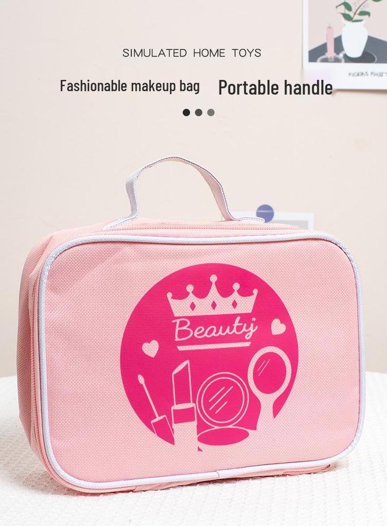 Pink Wooden Princess Makeup Bag Toy Set for Girls