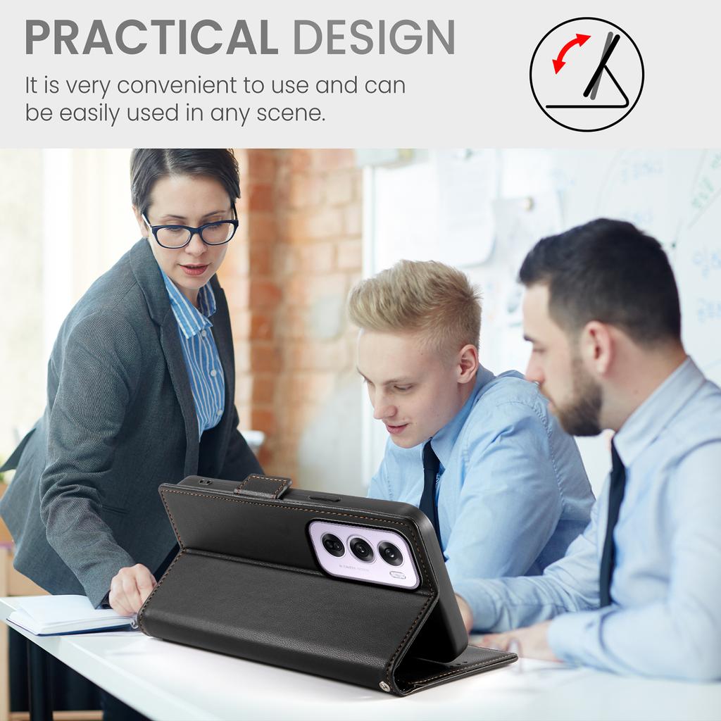 DF-010 For Oppo Reno12 Pro 5G (Global) Case PU Leather Stand Phone Cover with Wallet