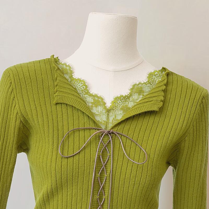 Women's Elegant V-Neck Lace Long Sleeve Top
