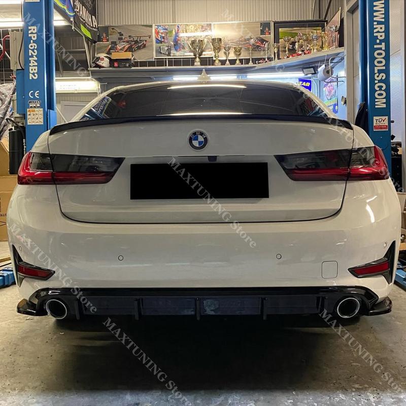 Rear Bumper Splitter Lip Max Style Diffuser Guard Trim For BMW 3 Series G20 G21 320i 330i 320d 318d 318i 330e 2019-2022 Pre-LCI