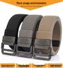 Unisex Black Metal Double Ring Buckle Elastic Canvas Belt for All Seasons