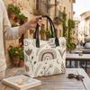 Boho Floral Print Tote Bag Casual Large Capacity Canvas Handbag for Daily Use