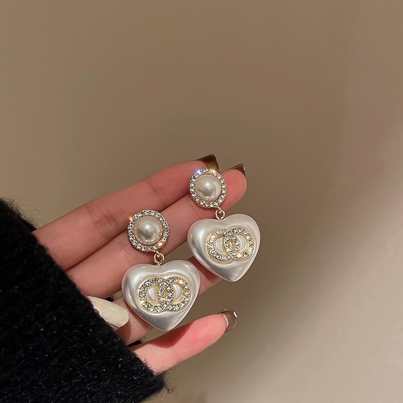 Real Gold Plated 925 Silver Needle Earrings, Natural Freshwater Pearl Flower Drop Earring, Elegant Floral Dangle Stud Earrings For Women Wedding Party