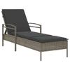 VidaXL Chaise longue avec coussin gris 63x200x81 cm résine tressée, lit de bronzage, chaise longue inclinable, lit de jour 368301
