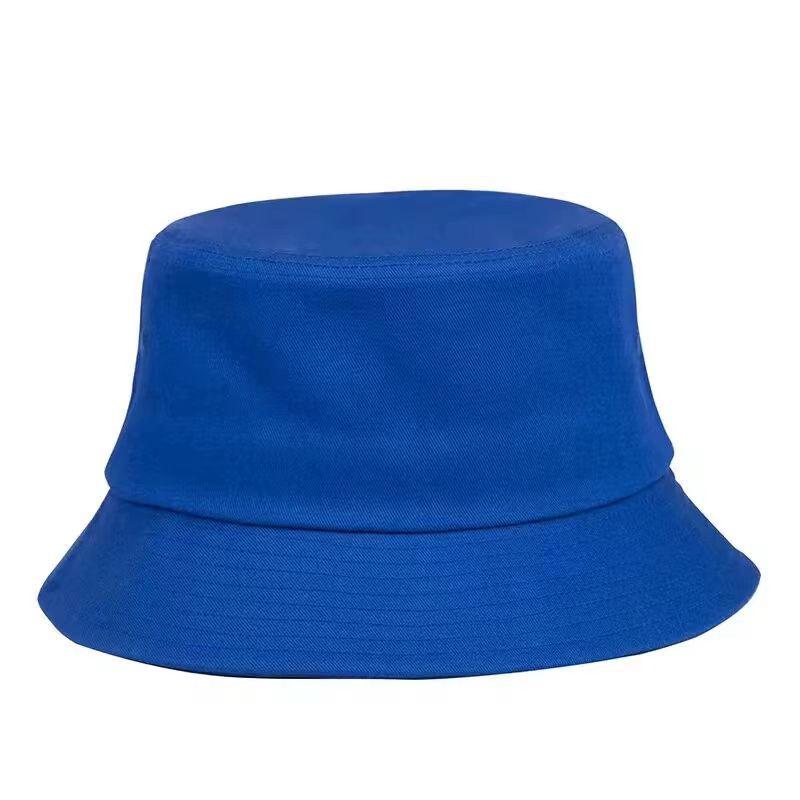 Sombrero de Pescador de Algodón Bordado Personalizado con Protección Solar - Color Sólido de Moda para Hombres y Mujeres