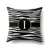 Polyester Pillowcase Zebra Pattern Printing Home Decoration Pillowcase 26 English Letter Cushion Cover Black and White
