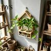 Hanging Glass Vase Wooden Wall Propagation Planter, Mounted Planter with Clear Tubes for Hydroponic Plant Holder Plants, Display Shelf Living