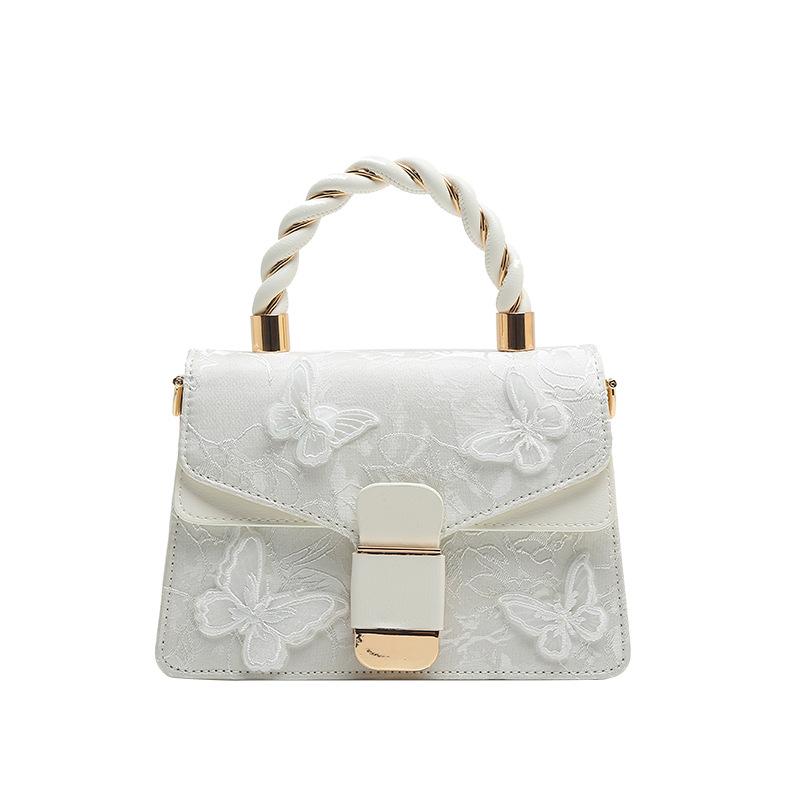 Advanced Woven Handbag, New Butterfly Lace Embroidered Small Square Bag