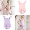 Short Sleeve Gymnastics Leotards Cotton Ballet Bodysuits Fashion Dancewear  Kids Girls