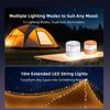USB Rechargeable Camping Lamp with String Lights Rechargeable Retractable Waterproof Indoor/Outdoor Portable Lamp Suitable for Camping