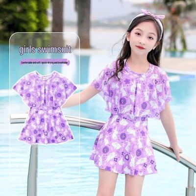 Costume da bagno intero da principessa per bambine Estate 2024: Costumi da bagno casual carini per bambini in taglia piccola, media e grande.
