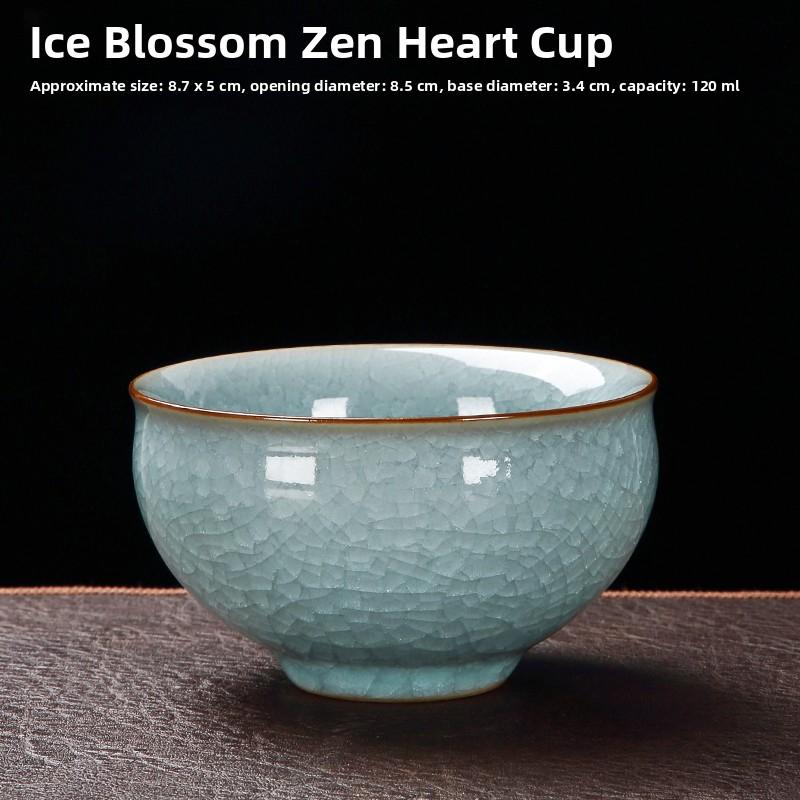 Premium Ceramic Gongfu Tea Cup Yu Porcelain Ice Crack Owner Cup Personal Use High End Tea Set Handmade Chinese Style
