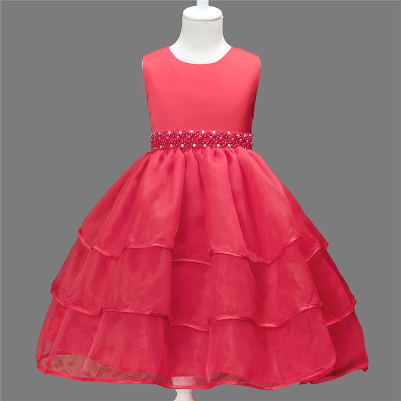 Robe de Mariage de Princesse Fait Main pour Enfants avec Fleurs en Tulle et Ceinture