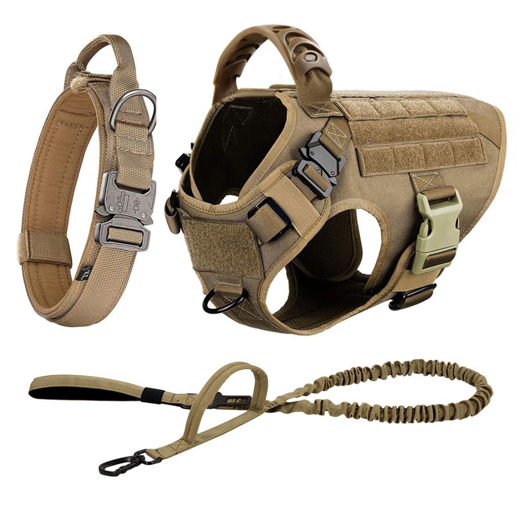 Set mit Geschirr und Leine für große Hunde, Haustier, Deutscher Schäferhund, Malinois, Trainingsweste, Hundegeschirr und Halsband für mittelgroße und große Hunde