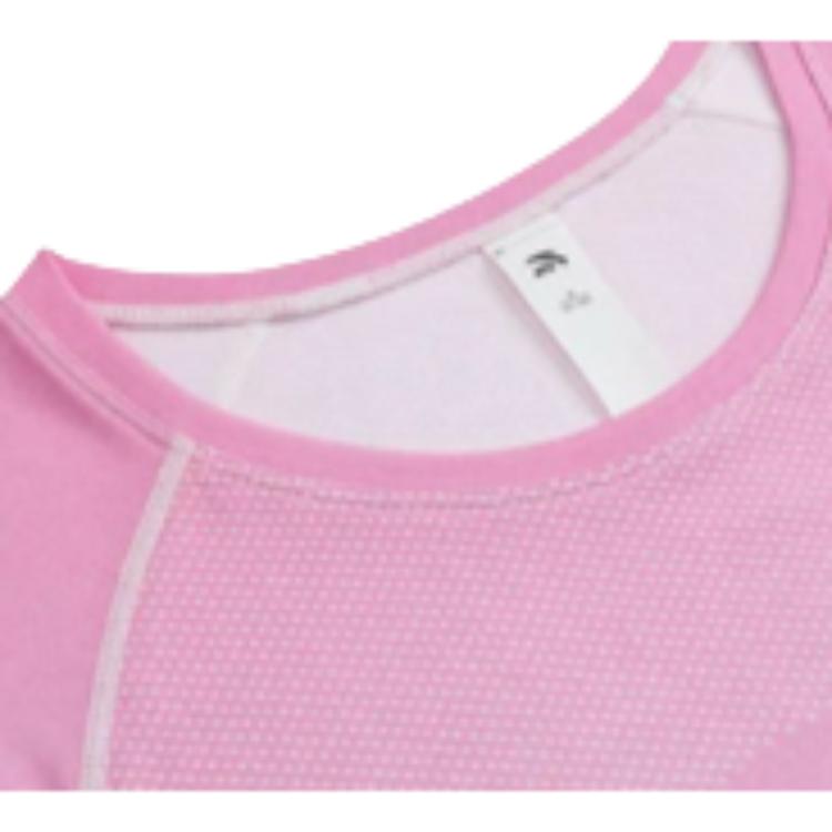 Anta Running Series All-Over Print Round Neck Comfortable Versatile Breathable Short Sleeve T-Shirt Women Tops Anna-Pink 162435114-3