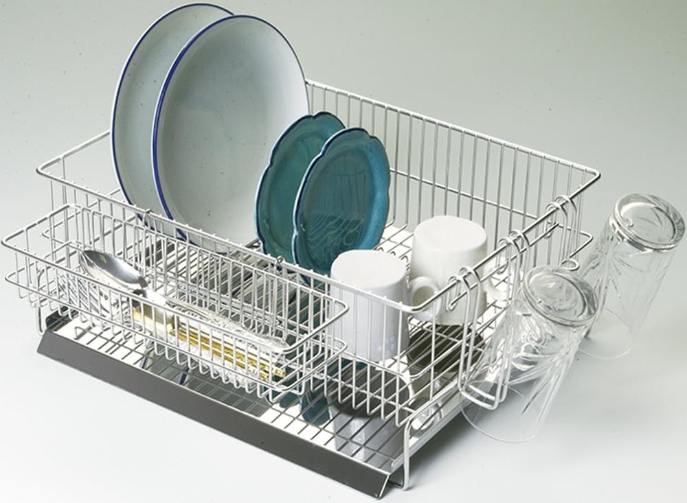 Tamahashi Dish Dish Drainer Slim Vertical Made In Stainless 35cm Long X 19cm Water Drainer, Rack, Type, Tableware, Japan, Steel, Wide, Flows, MZ-001