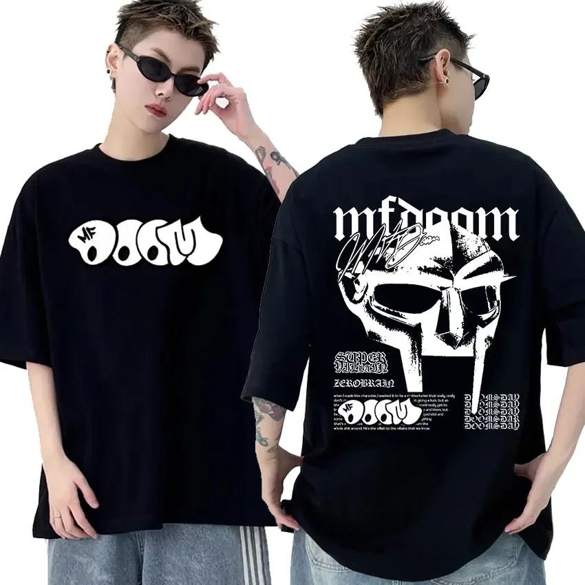 Rapper Mf Doom Graphic T Shirt Madvillainy Metal Music Album T-shirt Men Women Punk Vintage Oversized Cotton Tshirt Streetwear