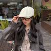 British style retro letter mark forward hat 2025 new women's solid color versatile simple newsboy hat fashion painter hat