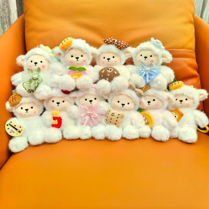 Lamb Sheep Soft Stuffed Plush Playthings Cute Bow Accessory French Fries Bread Egg Animal Plush Doll Gifts Ideal For Girls Eid al Fitr Decoration