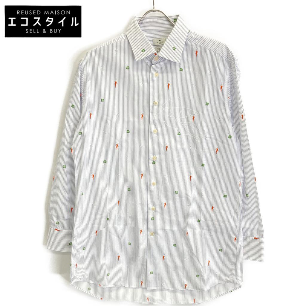 ETRO Striped BEN ETRO ESSERE cotton shirt tops 41 White / purpleUsed