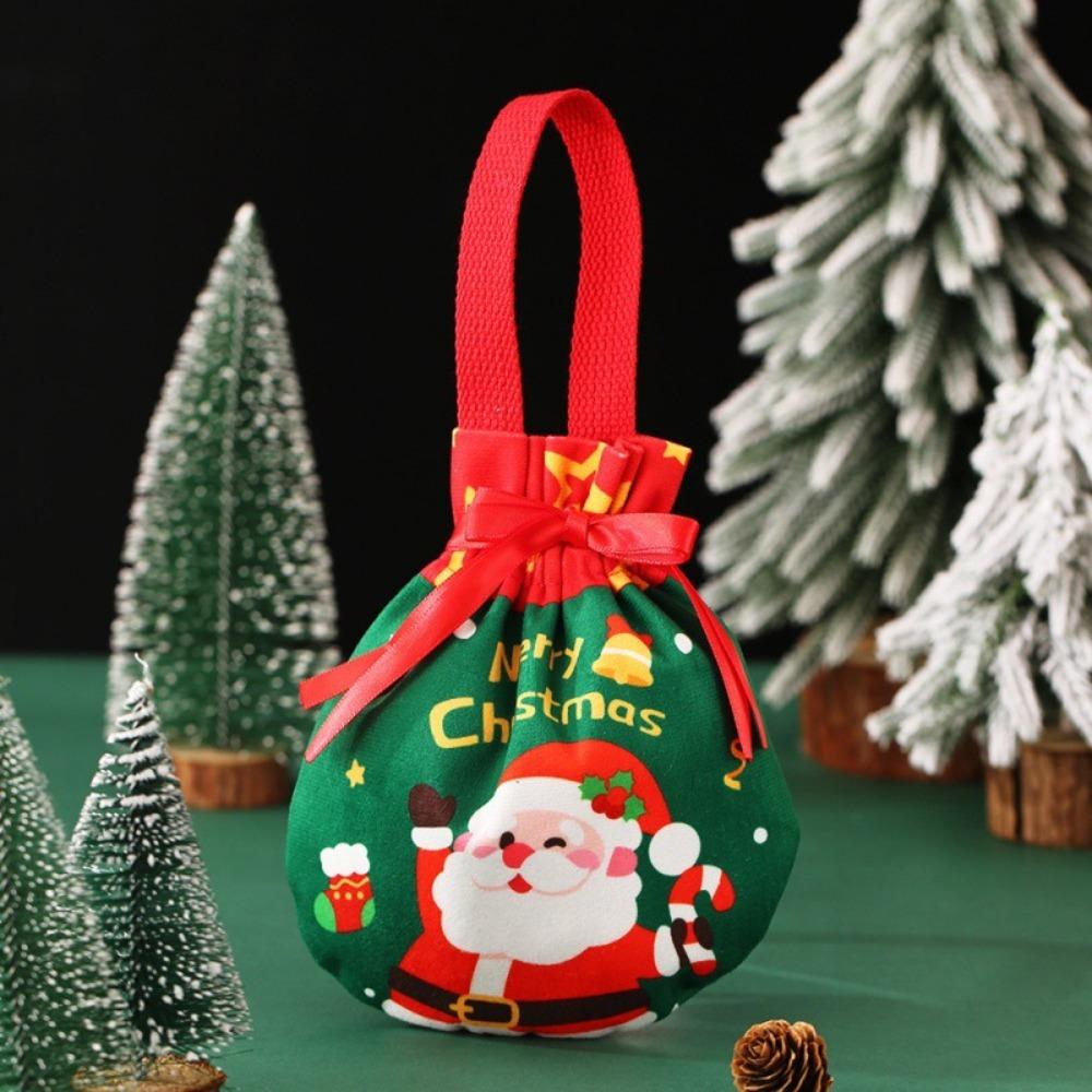 

Exquisite with Handle Christmas Gift Bag Red Santa Claus Drawstring Pouch Small Gift Bag New Year 14x16cm