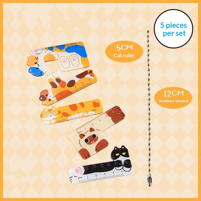 Cute Cartoon Animal Cat Dog Ruler Mini 5cm Portable Stationery Ruler Pendant Backpack Charm Student Prize Student Reward Gifts