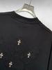 Women's High Version Rhinestone Applique Loose Fit Cotton Cropped T-shirt