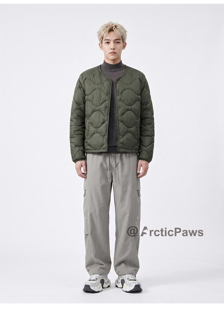 Men's Lightweight Collarless Down Jacket - Soft, Fashionable, Portable, 90% Duck Down for Autumn and Winter Warmth.