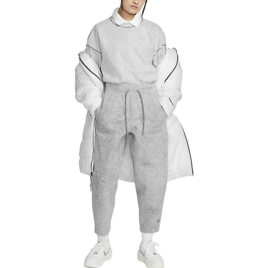 Nike Einfarbig Logo Stickerei Elastischer Bund Lässige Sporthose Damen Unterteile Grau DQ6682-077