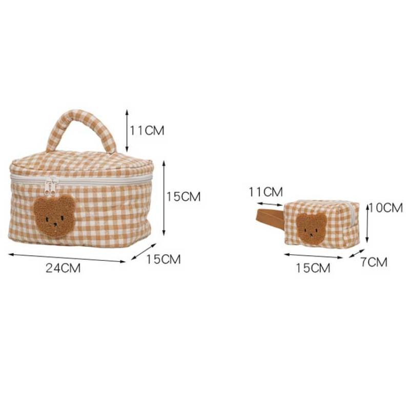 Cute Bear Cosmetic Makeup Bag for Mom Mommy Diaper Bag Nappy Storage Portable Stroller Bags Zipper Baby Organizer Toiletry Kits