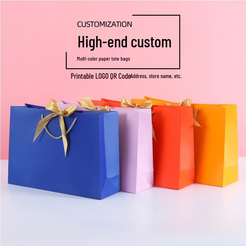 Bunte Band-Schleife Tragetasche - Quadratische Geschenktasche & Einkaufstasche mit individueller Logo-Option