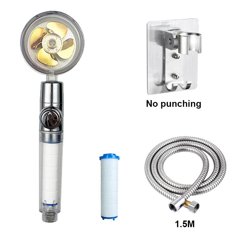 VILOYI Shower Head Water Saving High Pressure Handheld Turbo Propeller Showerhead Adjustable Water Flow Bathroom Filter Nozzle