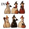 Retro Halloween Party Schreibtischdeko Holz Hexen-Ornamente, Antike Figuren, Tischdekorationen für Regale Dekoration mit Kürbisdesigns