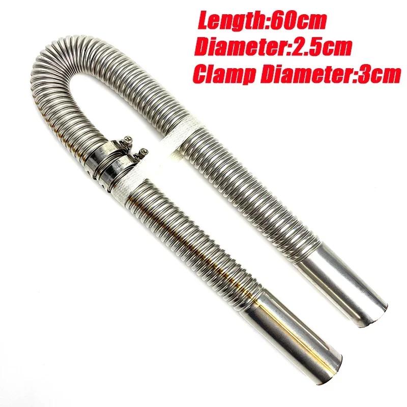 Exhaust Pipe 120/150/200CM Stainless Steel Flexible Exhaust Hose with 2pcs Exhaust Clamp Car Generator Air Diesel Parking Heater