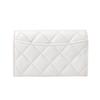 Chanel 24P Classic Double C Logo Quilted Glossy Grain Calfskin Silver Metal Card Holder Women Accessories White AP0214-B15532-10601