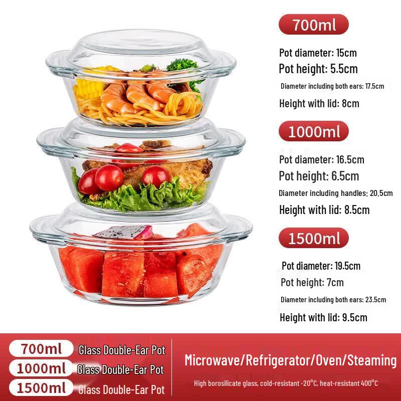 Qiwei Heat-Resistant Glass Bowl with Lid