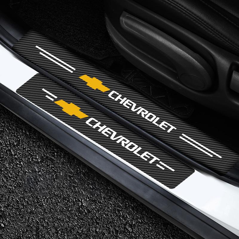 Car Threshold Strip Carbon Fiber Anti-Scratch Sticker Door Sill for Chevrolet Equinox Orlando Trax Cruze Malibu Camaro Cavalier