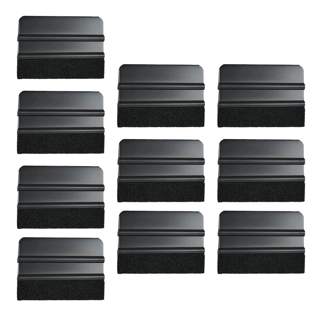 10pcs Fabric Felt Squeegee for Vinyl Car Wrap Carbon Film Application Tools Window Tinting Clean Stickers Decal Scrapers