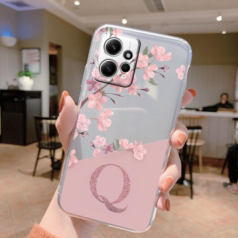 

Letter Flower Case For Redmi Note 12 4G Phone Cover Silicone Soft Back Fashion Shell Coque For Redmi Note12 Funda Transparent Redmi Note 12 4G