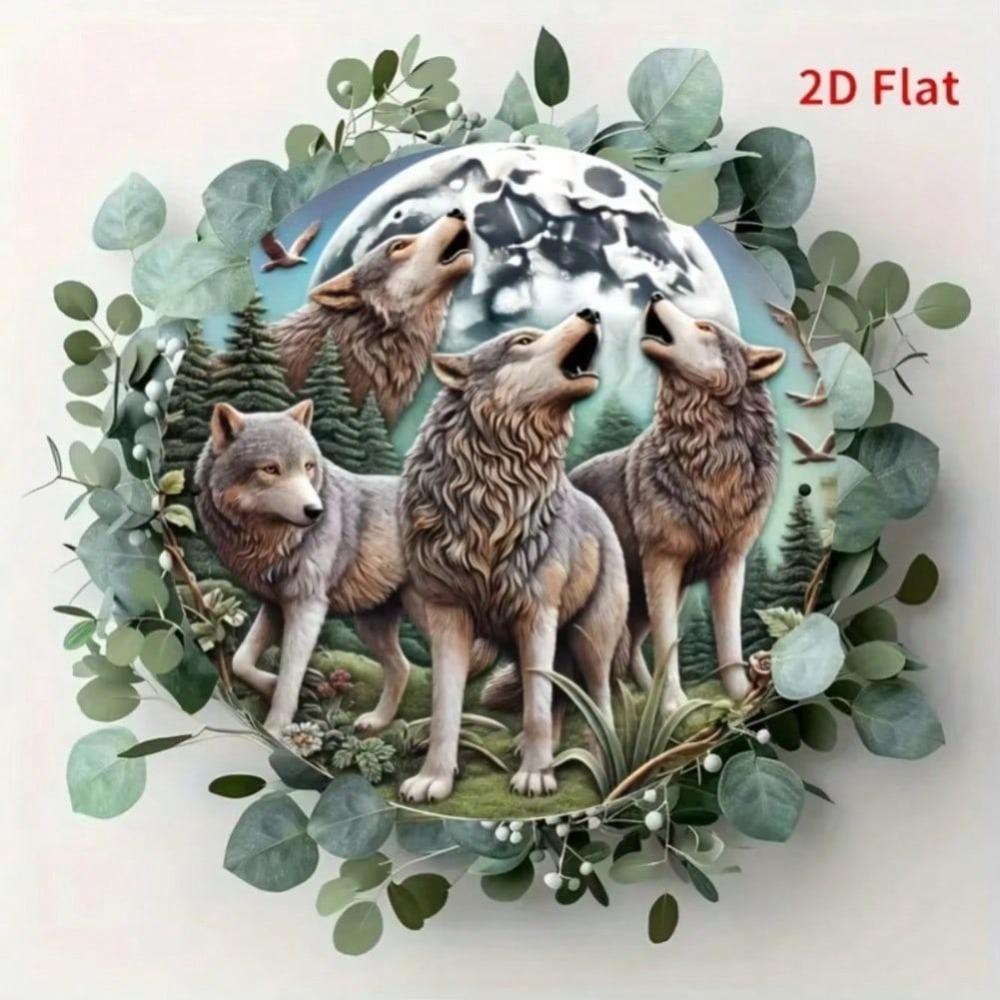 Vintage Wolf Metal Tin Sign Retro Wall Art for Home Bar Cafe Decor