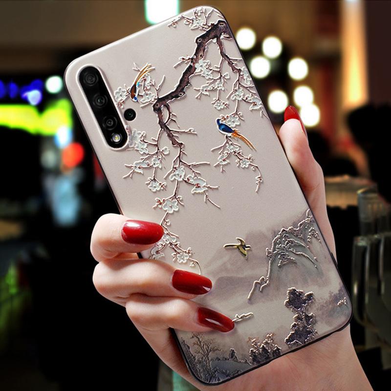 3D Flower Emboss Case For Huawei P30 P20 P40 Lite Honor 20 Pro 9 Lite 8X 10i 10 7A 7C 7X P smart Z 2019 Nova 5T Y9S Y6S Art Case
