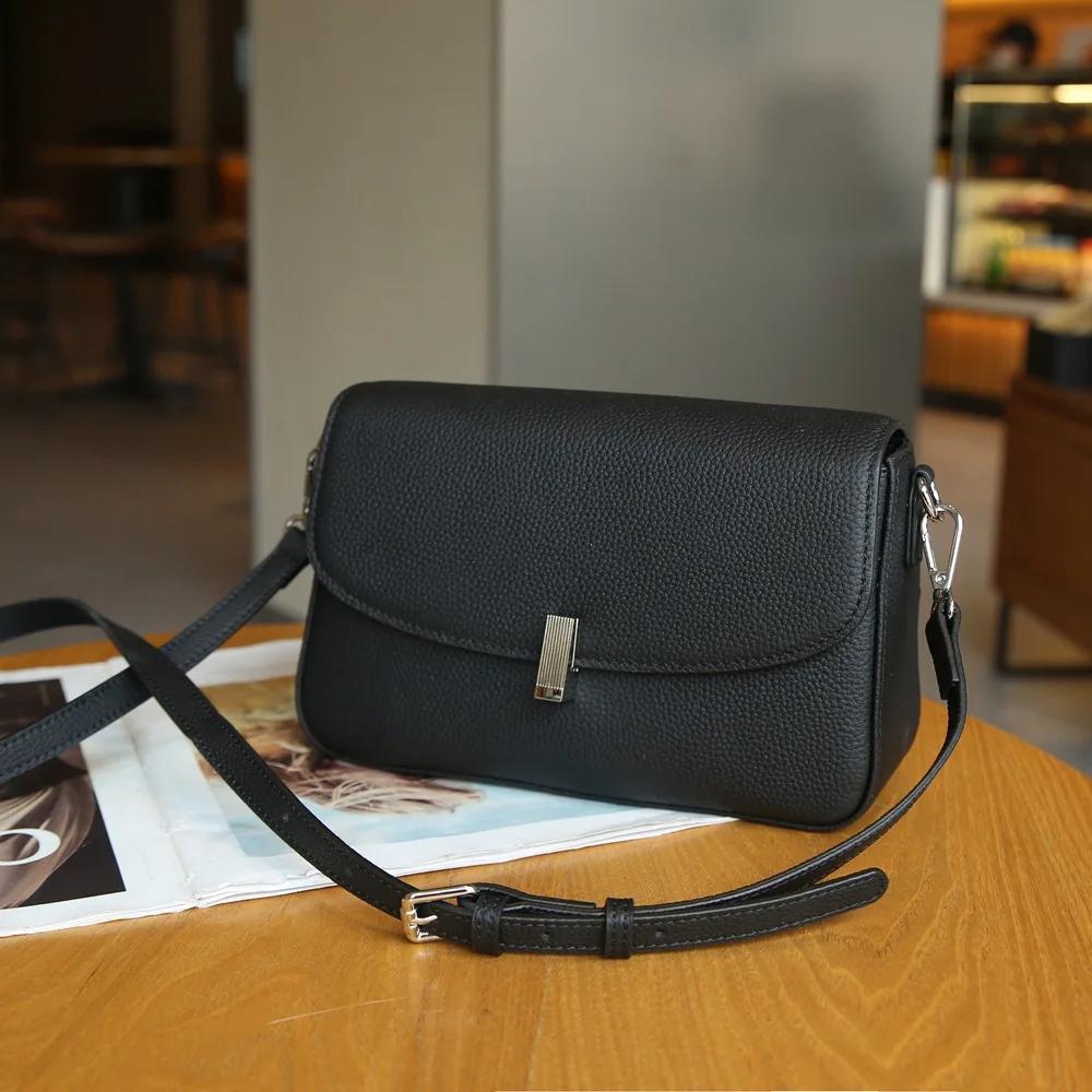Women's Handbag  New Genuine Leather Versatile Small Square Bag Head Layer Cowhide Underarm Bag High Quality Shoulder Bag