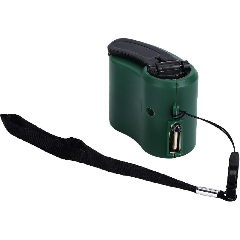 USB Hand Crank Portable Cell Phone Charger with LED Light - 5V Output for Hiking, Camping, Emergency